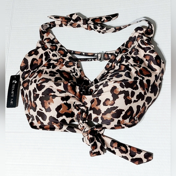 Tempt Me XXL Padded Pysh Up Bikini Top Leopard Print top only - Picture 2 of 9